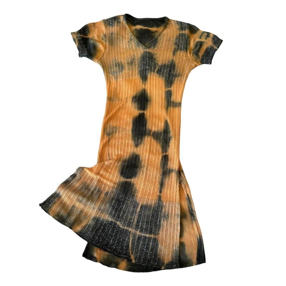 Tie-dye black and orange glitter tunic dress. S